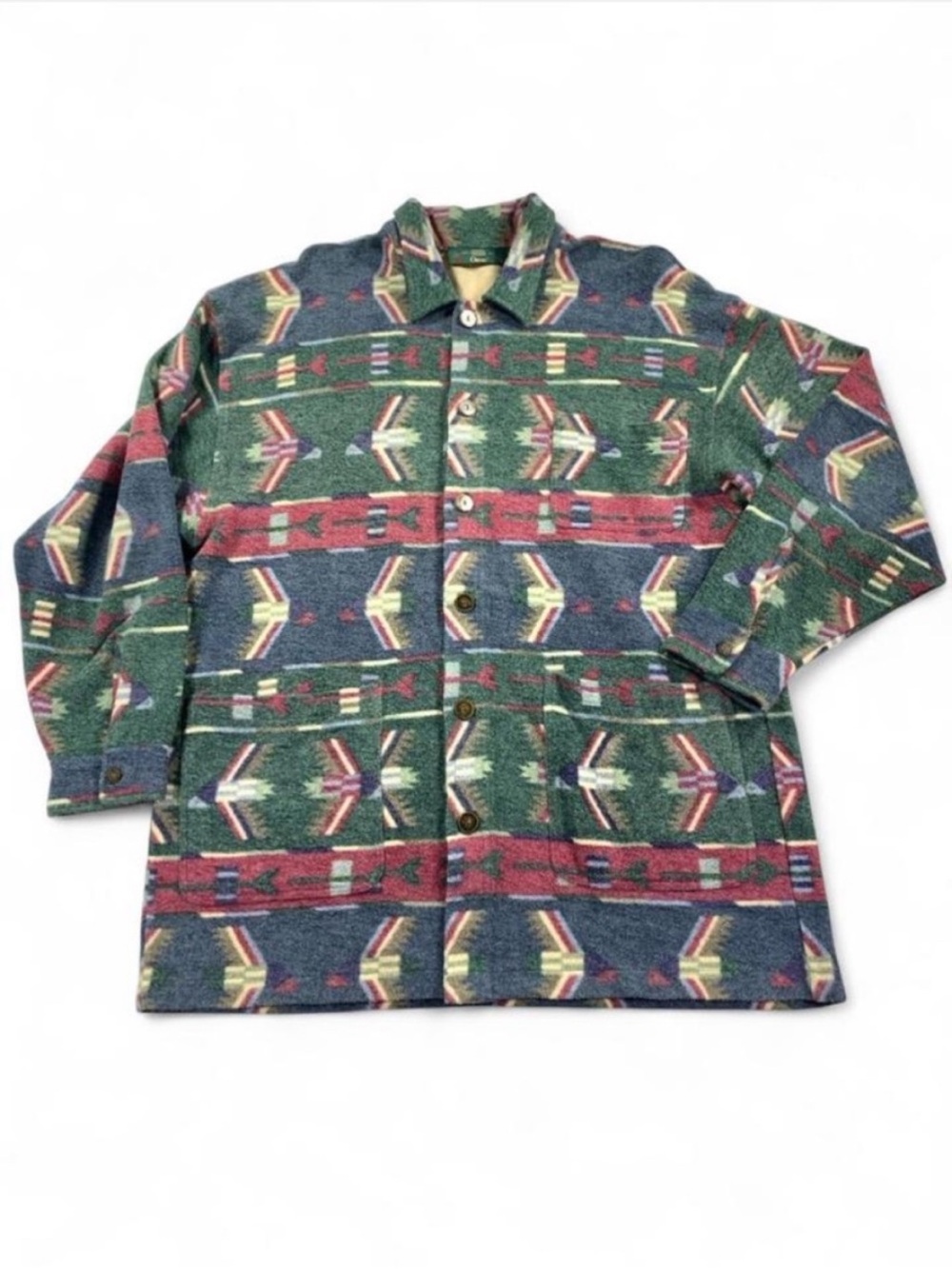 Orvis 90s Southwest Shacket Eagle Motif Cozy Relaxed Cotton XL